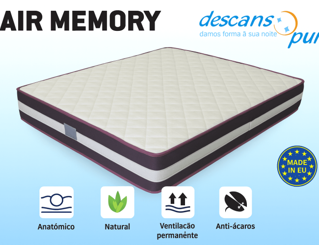 Colchão Air Memory viscoelástico anatómico anti-ácaros para alívio de dores
